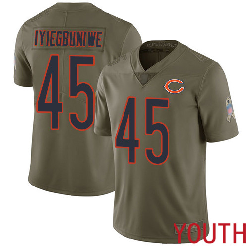 Chicago Bears Limited Olive Youth Joel Iyiegbuniwe Jersey NFL Football #45 2017 Salute to Service